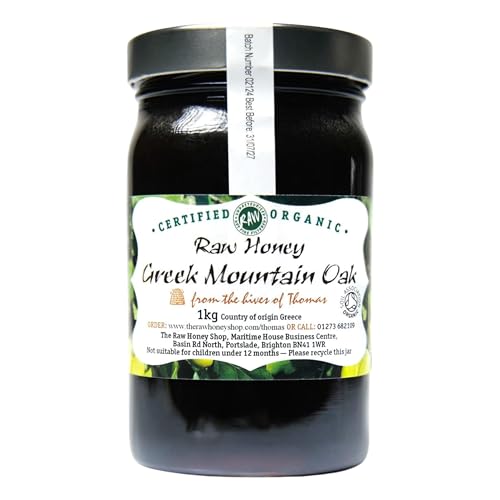 Thomas' ROHER HONIG AUS GRIECHISCHER BERGEICHE | Getestet Aktiv 20,5+ | Antibakterieller Berghonig | Dick & Unpasteurisiert | Einzelhersprung | The Raw Honey Shop | (1kg) von The Raw Honey Shop