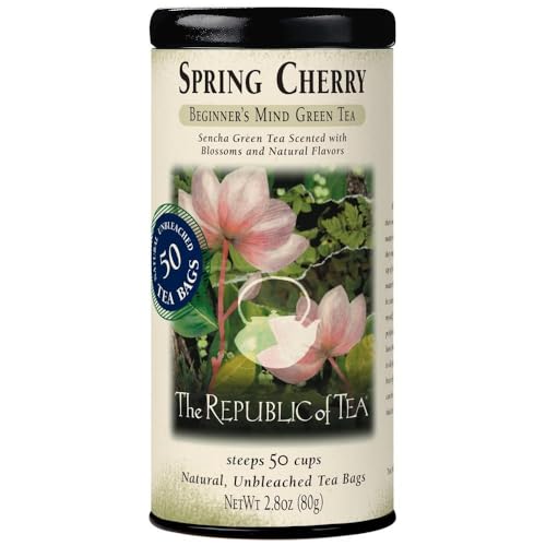 The Republic of Tea Spring Cherry Green Tea, 50 Teebeutel in Metalldose - Grüner Tee mit Kirschblütenaroma von The Republic of Tea