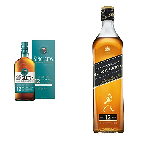 The Singleton 12 Jahre | Single Malt Scotch Whisky | 43% vol | 700ml & Johnnie Walker Black Label | Blended Scotch Whisky | Ausgezeichneter, aromatischer Bestseller | 40% vol | 700ml von The Singleton