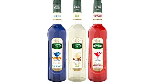 Teisseire Sirup Set French Sirop : Sirup le Blue (curacao) + Anis + Kandierter Apfel - 3 x 700ml von The Sirop Shop