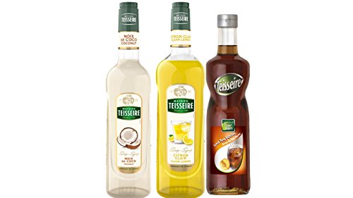 Teisseire Sirup Set Juliette: Sirup Kokosnuss + Zitrone + Iced Tea - 2 x 700ml + 1L von The Sirop Shop