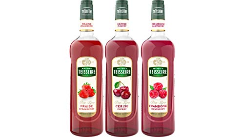 Teisseire Sirup Set Rote frühlings Früchte: Sirop Erdbeere + Kirsche + Himbeere - 3 x 1L von The Sirop Shop