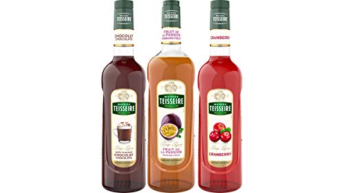 Teisseire Sirup Set speziell für Eisbrei: Sirup Schokolade + Passionsfrucht + Cranberry - 2 x 700ml + 1 x 1L von The Sirop Shop