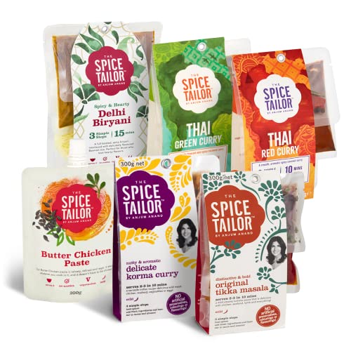 The Spice Tailor - Asian & Indian Curry Sauce Variety Pack, einschließlich Thai Green & Thai Red Curries, Tikka Masala, Korma & Biryani, Vegetarisch - Fakeaway Bundle von The Spice Tailor