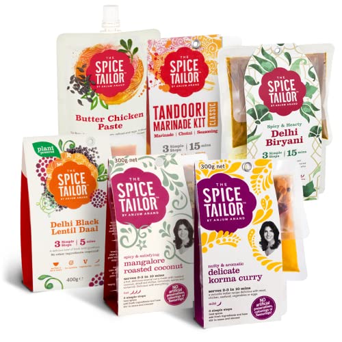 The Spice Tailor - Indische Curry-Saucen-Kits, gemischte Auswahl einschließlich Korma, Biryani, Tandoori Marinade & Butter Chicken Kochpasten, Vegetarisch, Big Night im Bundle von The Spice Tailor