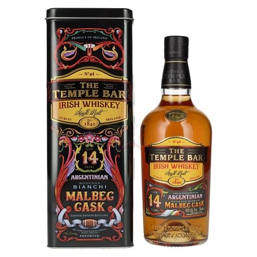 The Temple Bar 14 Years Old Single Malt Irish Whiskey Malbec Cask 43,00% 0,70 lt. von The Temple Bar