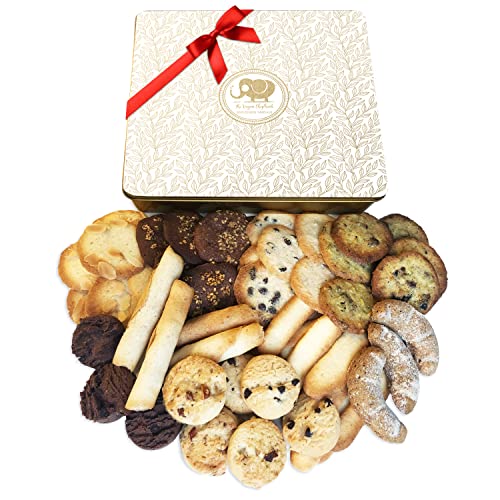 The Vegan Elephant Organisch und Vegan Metal-Box Best Selection Französisch Gebäckmischung mit Mini Cookies, Tuiles, Cigarettes Russes, Croissants, Langues de Chat. 270g von The Vegan Elephant