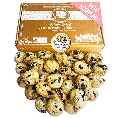Vegan Mini Cookies Bio Kekse: 4 rote Früchte Kekse, handwerkliche Herstellung in Frankreich. 300g von The Vegan Elephant