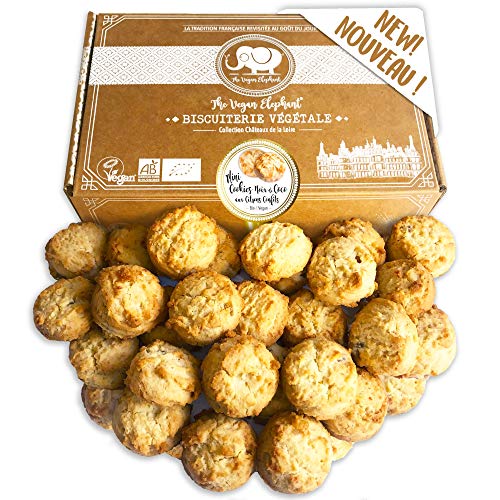 Vegan Mini Cookies Bio Kekse: Kokosnuss und kandierte Zitrone Kekse, handwerkliche Herstellung in Frankreich. 300g von The Vegan Elephant