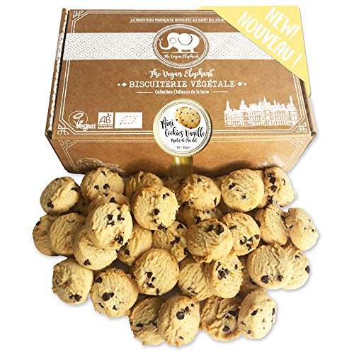 Vegan Mini Cookies Bio Kekse: Vanille-Schokoladen Kekse, 100% Biologisch, Palmöl-Frei & GVO-Frei, Handgefertigt aus Hochwertigen Zutaten. 300g von The Vegan Elephant