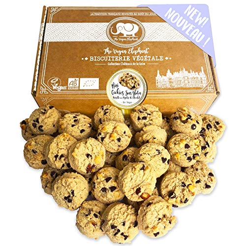 Vegan Mini Cookies Bio Kekse: natürlich glutenfreie Haselnuss- und Schokoladenkekse, handwerkliche Herstellung in Frankreich. 300g von The Vegan Elephant