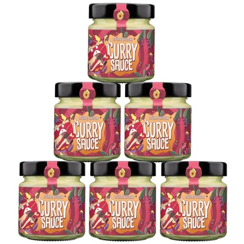 The Vegan Saucery Vegane Curry Sauce | 6er Pack | 6 x 200 ml | mit fruchtigem Apfel und feiner Curry Note | Made in Germany von The Vegan Saucery