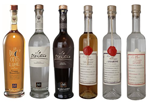 Marzadro Großes Probierpaket Grappa (6 x 0.5 l) von The Wine Guys