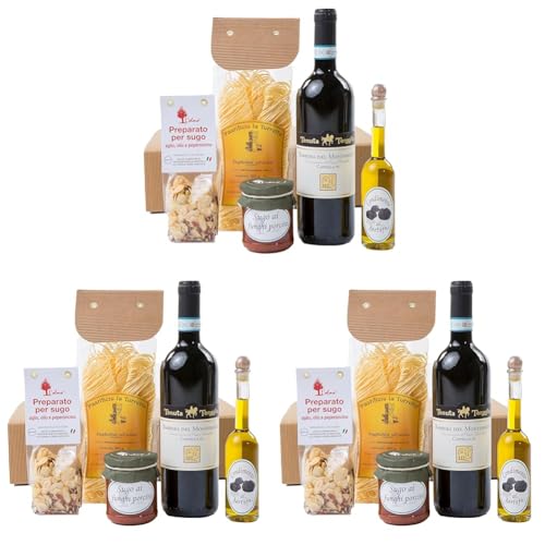 The Wine Guys Präsentkorb „Genussreise Piemont“ mit italienischen Spezialitäten: Piemonteser Feinkost und Barbera | Geschenkset mit Antipasti, Pasta Gewürz (Packung mit 3) von The Wine Guys