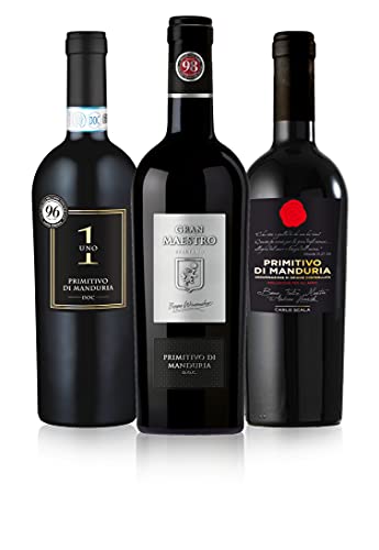 The Wine Guys Probierpaket Weingenuss Primitivo di Manduria DOC | Weinpaket mit italienischem Rotwein (3 x 0,75 l ) | Perfektes Primitivo Tastingset von The Wine Guys