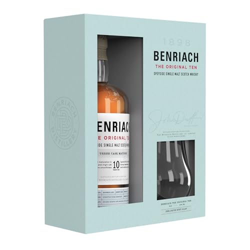 Benriach 10 Jahre - Speyside Single Malt Scotch Whisky - In einer edlen Geschenkpackung inklusive Spey Glas - Vielschichtig Aromen von Obst und süßem Malz - 0.7L/43% Vol. von BenRiach