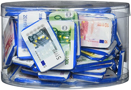 Theobroma Euro Banknoten aus Milchschokolade in der Dose, Spielgeld, Perfekt als Mitbringsel, Schatzsuchen und Zur Dekoration, 1er Pack (1 x 1 kg) von Theobroma