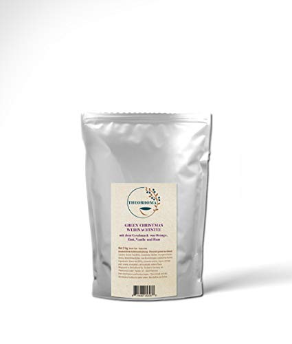 Theobroma Green Christmas Weihnachtstee | aromatisierter grüner Tee mit dem weihnachtlichen Geschmack von Orange, Zimt, Vanille und Rum | 2 kg Großpackung zum Befüllen von z.B. 80 x 25 g Teedosen Theobroma Green Christmas Weihnachtstee | aromatisierter grüner Tee mit dem weihnachtlichen Geschmack von Orange, Zimt, Vanille und Rum | 2 kg Großpackung zum Befüllen von z.B. 80 x 25 g Teedosen von Theobroma