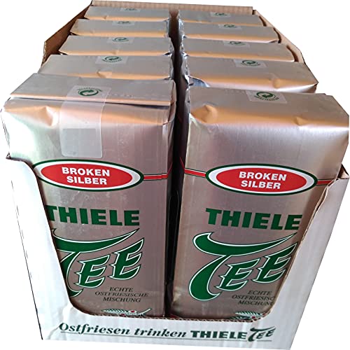 10x Thiele Tee Broken Silber je 500g (5kg) inkl. Teesieb mit Untersetzer von Thiele Tee