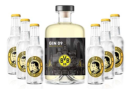 BVB Gin 09 Das Original 0,5l 500ml (43% Vol) + 6xThomas Henry Tonic Water 200ml inkl. Pfand MEHRWEG - [Enthält Sulfite] von Thomas Henry-Thomas Henry