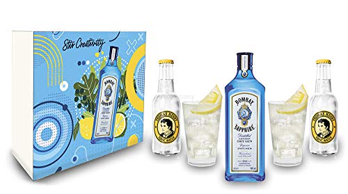 Bombay Sapphire Gin Tonic Set/Geschenkset ? Bombay Sapphire London Dry Gin 0,7l 700ml (40% Vol.) + 2x Thomas Henry Tonic Water 200ml + 2x Gläser - Inkl. Pfand MEHRWEG von Thomas Henry-Thomas Henry
