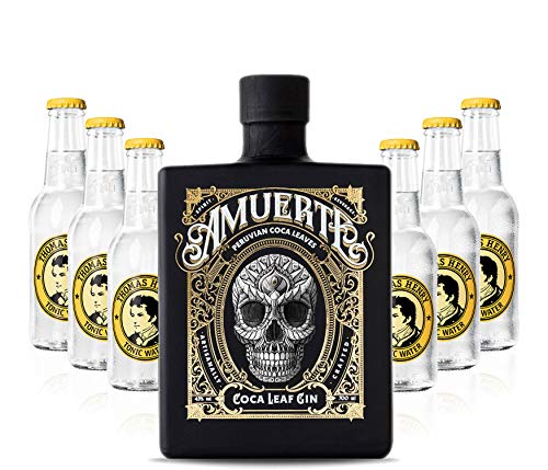 Gin Tonic Set - Amuerte Black Coca Leaf Koks Gin 0,7l (43% Vol) + 6x Thomas Henry Tonic Water 200ml inkl. Pfand MEHRWEG -[Enthält Sulfite] von Thomas Henry-Thomas Henry