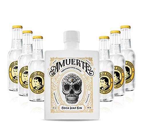 Gin Tonic Set - Amuerte White Coca Leaf Koks Gin 0,7l (43% Vol) + 6x Thomas Henry Tonic Water 200ml inkl. Pfand MEHRWEG -[Enthält Sulfite] von Thomas Henry-Thomas Henry