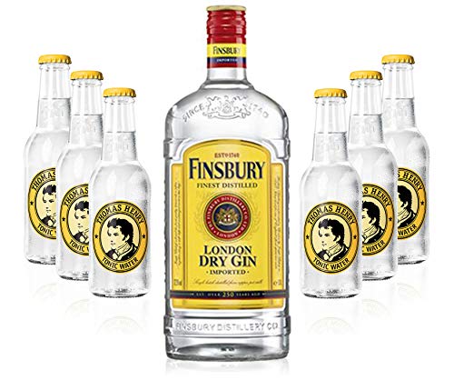 Gin Tonic Set - Finsbury London Dry Gin 0,7l 700ml (37,5% Vol) + 6x Thomas Henry Tonic Water 200ml - Inkl. Pfand MEHRWEG von Thomas Henry-Thomas Henry