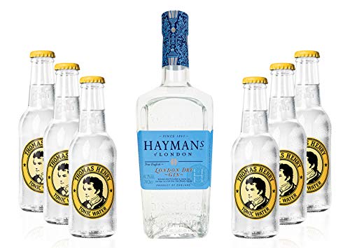 Haymans Dry Gin London 0,7l (41,2% Vol) + 6x Thomas Henry Tonic Water 200ml Spirituose Bar Cocktail Longdrink Gin tonic- [Enthält Sulfite] - Inkl. Pfand MEHRWEG von Thomas Henry-Thomas Henry