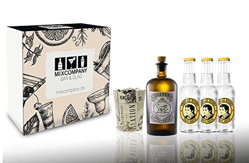 Monkey 47 Gin Tonic Set/Geschenkset - Monkey 47 Schwarzwald Dry Gin 500ml (47% Vol) + 3x Thomas Henry Tonic Water 200ml + Monkey 47 Tonkrug mit Verpackung - Inkl. Pfand MEHRWEG von Thomas Henry-Thomas Henry