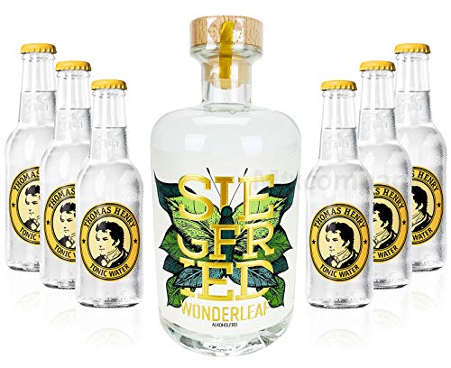 Siegfried Wonderleaf 0,5l (0% Vol) + 6x Thomas Henry Tonic Water 0,2l MEHRWEG alkoholfrei Longdrink Cocktail Bar inkl. PFAND- [Enthält Sulfite] von Thomas Henry-Thomas Henry