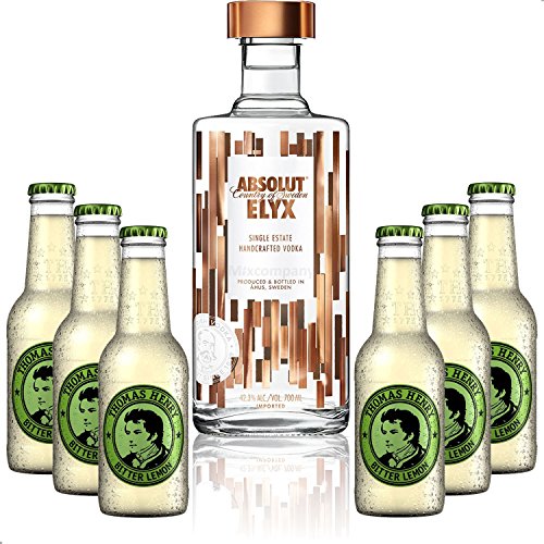 Vodka Lemon Set - Absolut Elyx Vodka 0,7l 700ml (42,3% Vol) + 6x Thomas Henry Bitter Lemon 200ml - Inkl. Pfand MEHRWEG von Thomas Henry-Thomas Henry