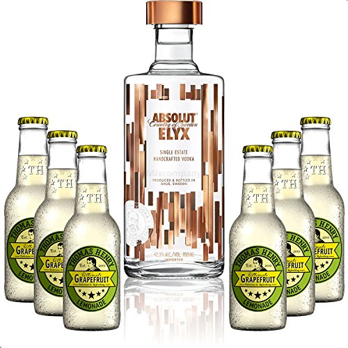 Vodka Lemon Set - Absolut Elyx Vodka 0,7l 700ml (42,3% Vol) + 6x Thomas Henry Grapefruit Lemonade 200ml - Inkl. Pfand MEHRWEG von Thomas Henry-Thomas Henry