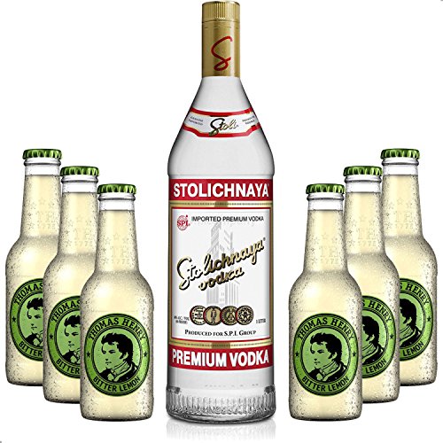 Vodka Lemon Set - Stolichnaya Vodka 1L (40% Vol) + 6x Thomas Henry Bitter Lemon 200ml - Inkl. Pfand MEHRWEG von Thomas Henry-Thomas Henry