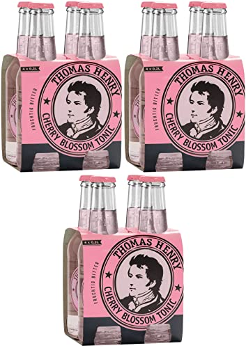 Thomas Henry Cherry Blossom Tonic Water - fruchtig bitter - (3 x 4 x 0,2 l Glas MW) 3er Set Bitterlimonade zum Mixen deiner Longdrinks und Cocktails mit Gin & Co. von Thomas Henry