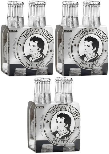 Thomas Henry Dry Tonic Water - erfrischend trocken - (3 x 4 x 0,2 l Glas MW) 3er Set Bitterlimonade zum Mixen deiner Longdrinks und Cocktails mit Gin & Co. von Thomas Henry