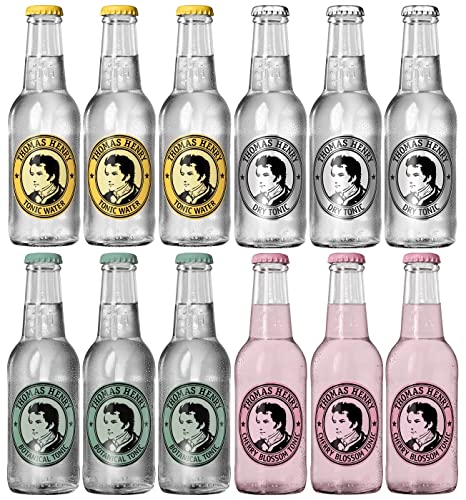 Thomas Henry Tonic Tasting Set - 4 Sorten Tonic Water - (12 x 0, 2 l Glas MW) 12er Set zum Probieren I Je 3 Flaschen Tonic Water, Dry Tonic, Botanical Tonic & Cherry Blossom Tonic. von Thomas Henry