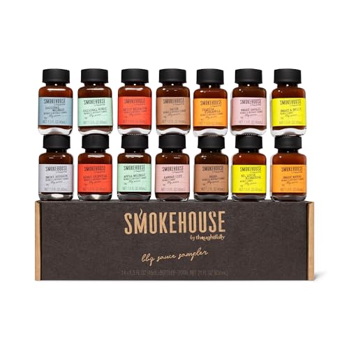 Smokehouse by Thoughfully Gourmet BBQ Saucen Probier-Set - Geschenkbox mit 14 veganen Barbecue Grill-Saucen - 14 x 45 ml von Thoughtfully