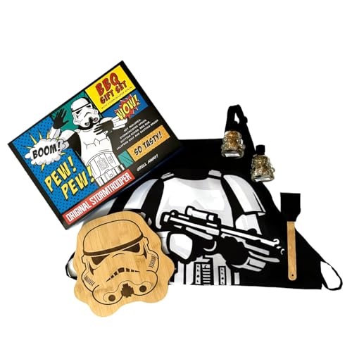 Stormtroopers, Original Stormtrooper BBQ-Geschenkset, mit Stormtrooper-Bambusbrett, Grillschürze, BBQ-Gewürzen und Pinsel Stormtroopers, Original Stormtrooper BBQ-Geschenkset, mit Stormtrooper-Bambusbrett, Grillschürze, BBQ-Gewürzen und Pinsel von Thoughtfully