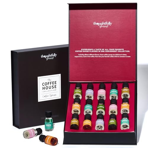 Thoughtfully Gourmet - Kaffeesirup Samplerset mit großer Vielfalt, beinihaltet Geschmacksrichtungen wie Toffee, Mandel, Salted Caramel und Mehr - Vegan - 15er Set von Thoughtfully