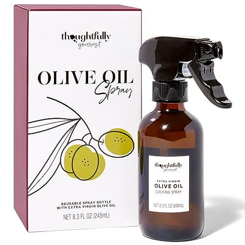 Thoughtfully Gourmet - Olivenöl-Geschenkset - enthält kaltgepresstes, natives Olivenöl aus Spanien - wiederverwendbarer Glas-Olivenölspender von Thoughtfully