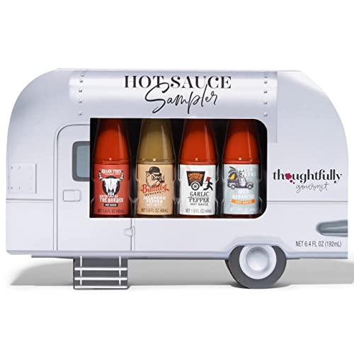 Thoughtfully - Scharfe Saucen Geschenkset - Street Food Truck Airstream Probierset Mit 4 Pikanten Chili-Saucen - Geschenk für Männer und Frauen Thoughtfully - Scharfe Saucen Geschenkset - Street Food Truck Airstream Probierset Mit 4 Pikanten Chili-Saucen - Geschenk für Männer und Frauen von Thoughtfully
