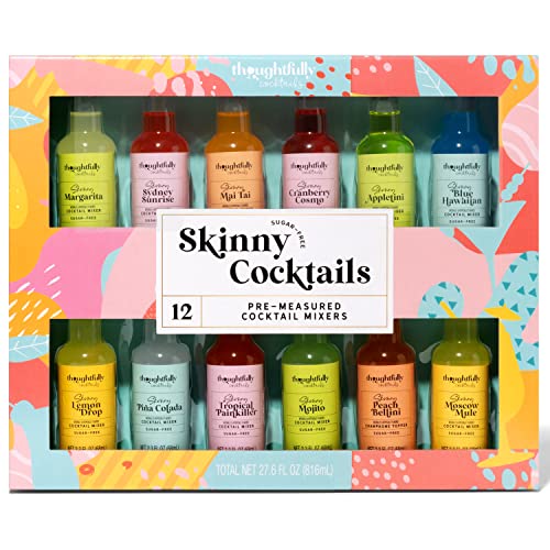Thoughtfully - Skinny Cocktail Mixer - Mix aus Blue Hawaiian, Sydney Sunrise, Mai Tai, Cosmo, Lemon Drop und mehr - 12er Set á 68ml von Thoughtfully