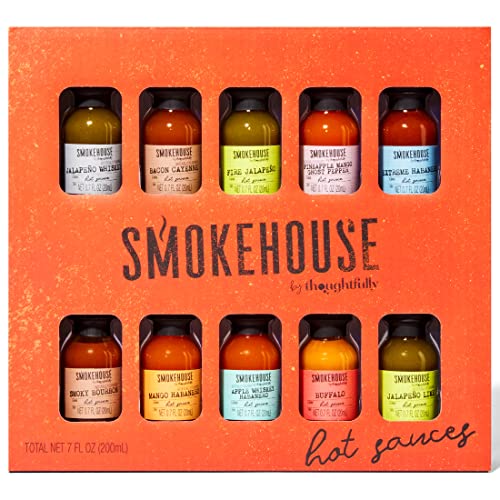 Thoughtfully - Smokehouse Hot Sauce Set - Probierset Mit 10 Verschiedenen Scharfen Saucen von Thoughtfully