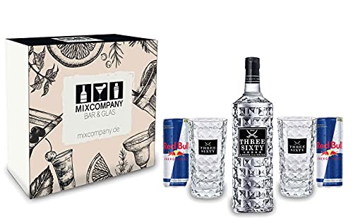 Three Sixty Geschenk Set - Three Sixty Vodka 0,7l 700ml (37,5% Vol) + 2 Gläser + 2 Red Bull 250ml - Inkl. Pfand EINWEG von THREE SIXTY
