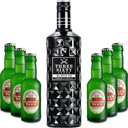 Three Sixty Moscow Mule Set - Three Sixty Black 42 Vodka 0,7l 700ml (42% Vol) + 6x Fentimans Ginger Beer 200ml -[Enthält Sulfite] - Inkl. Pfand MEHRWEG von THREE SIXTY