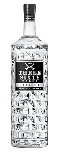 THREE SIXTY VODKA ,Diamond filtrated Vodka ,In der einzigartigen Facettenschliff-Flasche ,Ein ungewöhnlich mildes und weiches Geschmacksprofil ,6L ,37,5% von THREE SIXTY