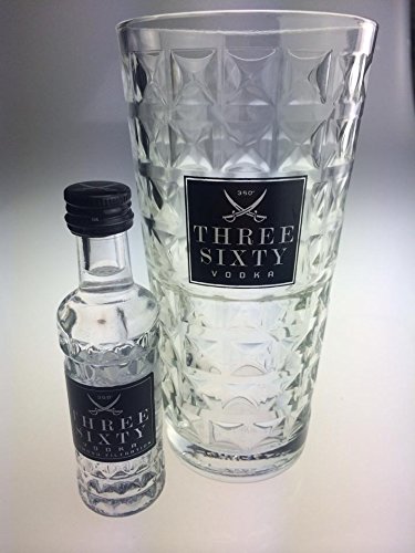 Geschenkidee: THREE SIXTY VODKA Glas + Miniatur von THREE SIXTY