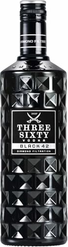THREE SIXTY VODKA | Black 42 | Diamond filtrated Vodka | In der einzigartigen schwarzen Facettenschliff-Flasche | 1L | 42% von THREE SIXTY