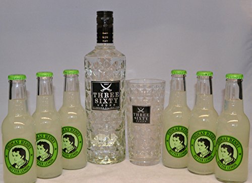 Three Sixty Vodka 0,7 Liter + 6 Thomas Henry Lemon 0,2 Liter + 1 Original Three Sixty Longdrink Glas von THREE SIXTY